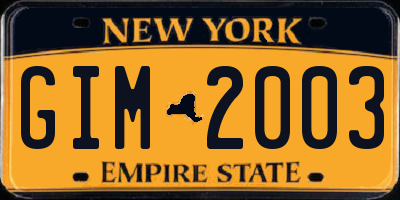 NY license plate GIM2003
