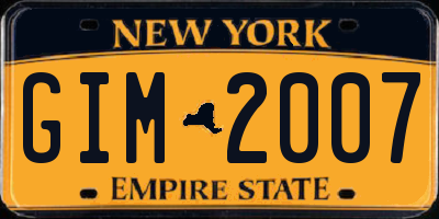 NY license plate GIM2007
