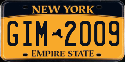 NY license plate GIM2009