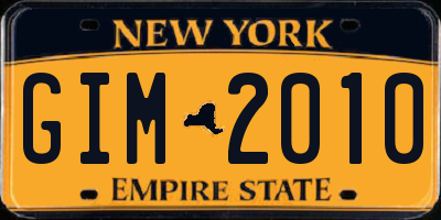 NY license plate GIM2010