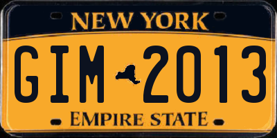 NY license plate GIM2013