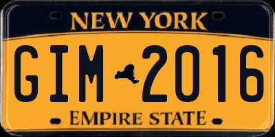 NY license plate GIM2016