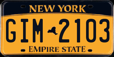 NY license plate GIM2103