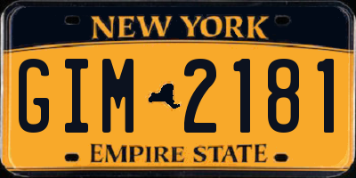 NY license plate GIM2181