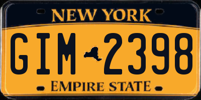 NY license plate GIM2398