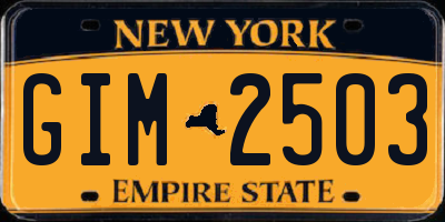 NY license plate GIM2503