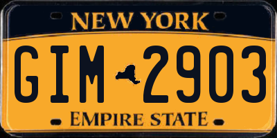 NY license plate GIM2903