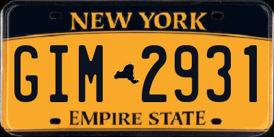 NY license plate GIM2931