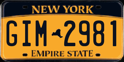 NY license plate GIM2981