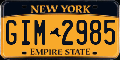NY license plate GIM2985
