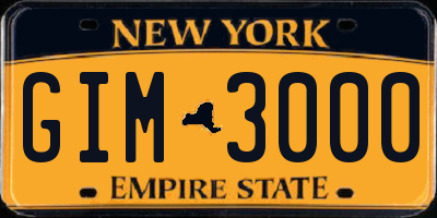 NY license plate GIM3000