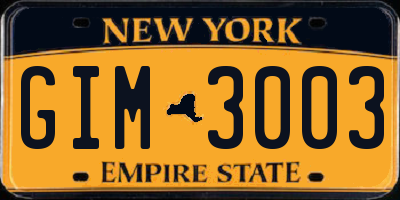 NY license plate GIM3003