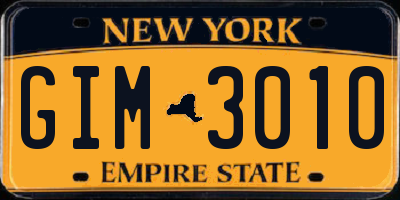 NY license plate GIM3010