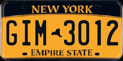 NY license plate GIM3012