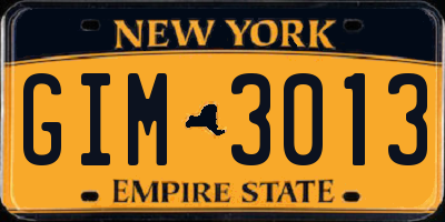 NY license plate GIM3013