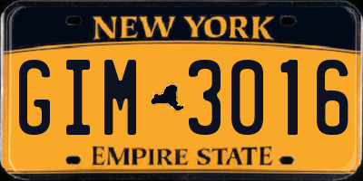 NY license plate GIM3016