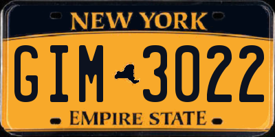 NY license plate GIM3022