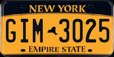 NY license plate GIM3025
