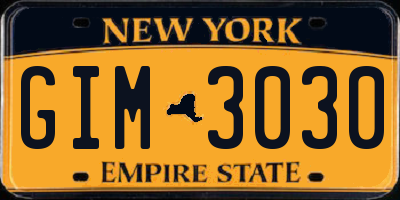 NY license plate GIM3030