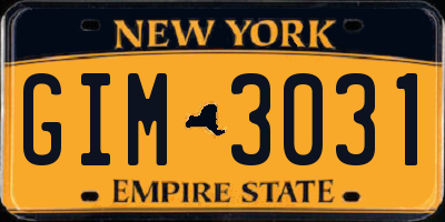 NY license plate GIM3031
