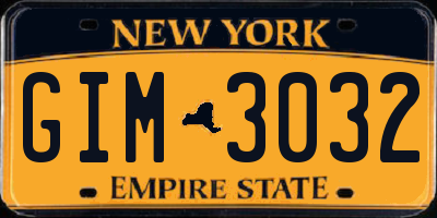 NY license plate GIM3032