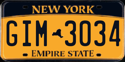 NY license plate GIM3034