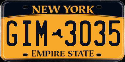 NY license plate GIM3035