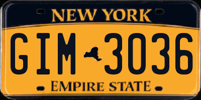 NY license plate GIM3036
