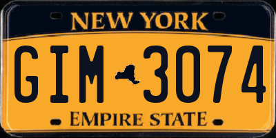 NY license plate GIM3074