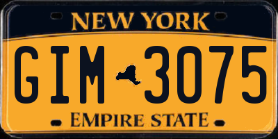 NY license plate GIM3075