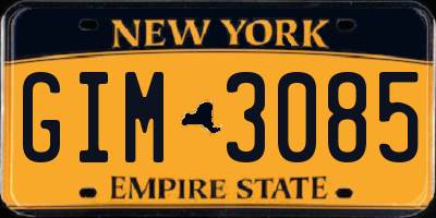 NY license plate GIM3085