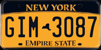 NY license plate GIM3087