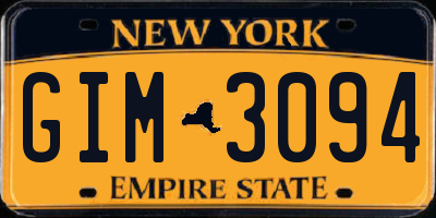 NY license plate GIM3094