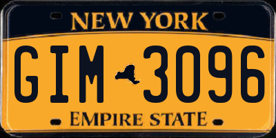 NY license plate GIM3096