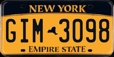 NY license plate GIM3098