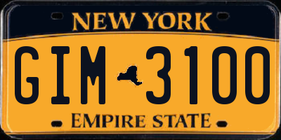NY license plate GIM3100