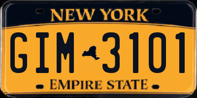 NY license plate GIM3101