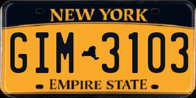 NY license plate GIM3103