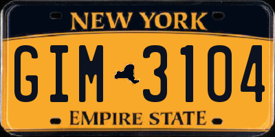 NY license plate GIM3104