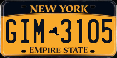 NY license plate GIM3105
