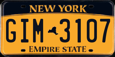 NY license plate GIM3107