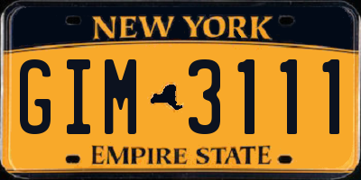 NY license plate GIM3111
