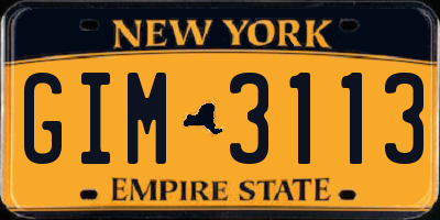 NY license plate GIM3113