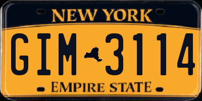 NY license plate GIM3114