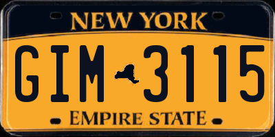 NY license plate GIM3115