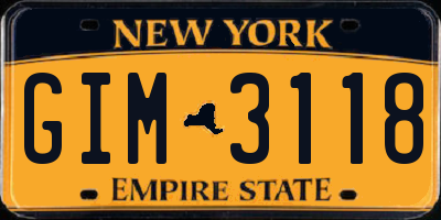 NY license plate GIM3118