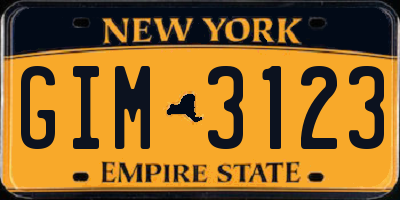 NY license plate GIM3123