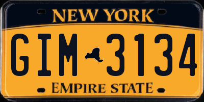 NY license plate GIM3134