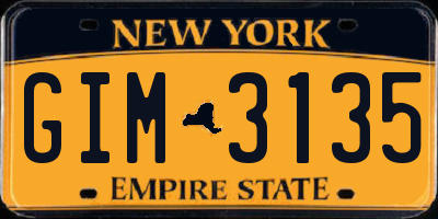 NY license plate GIM3135