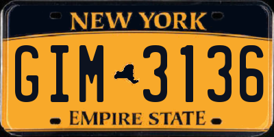 NY license plate GIM3136